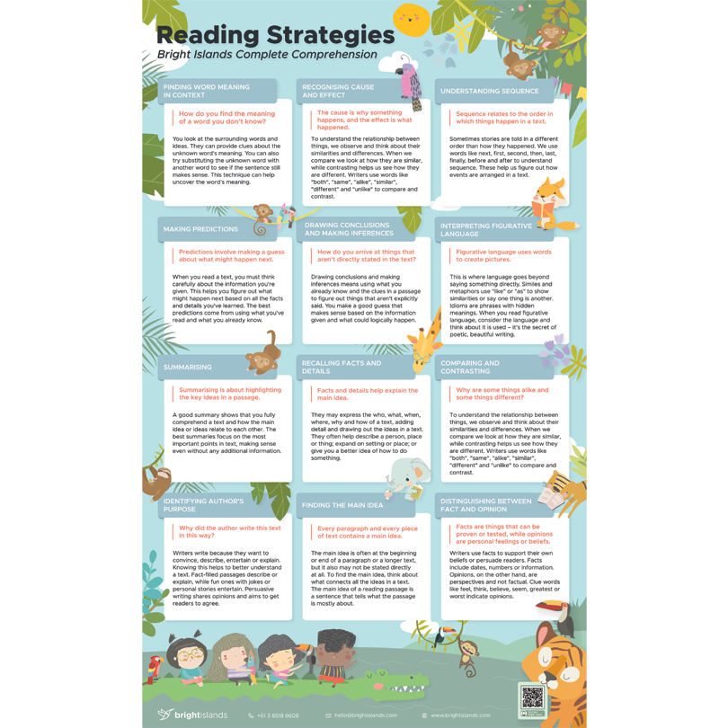 Bright Islands CoCo A1 Poster - 12 Reading Strategies